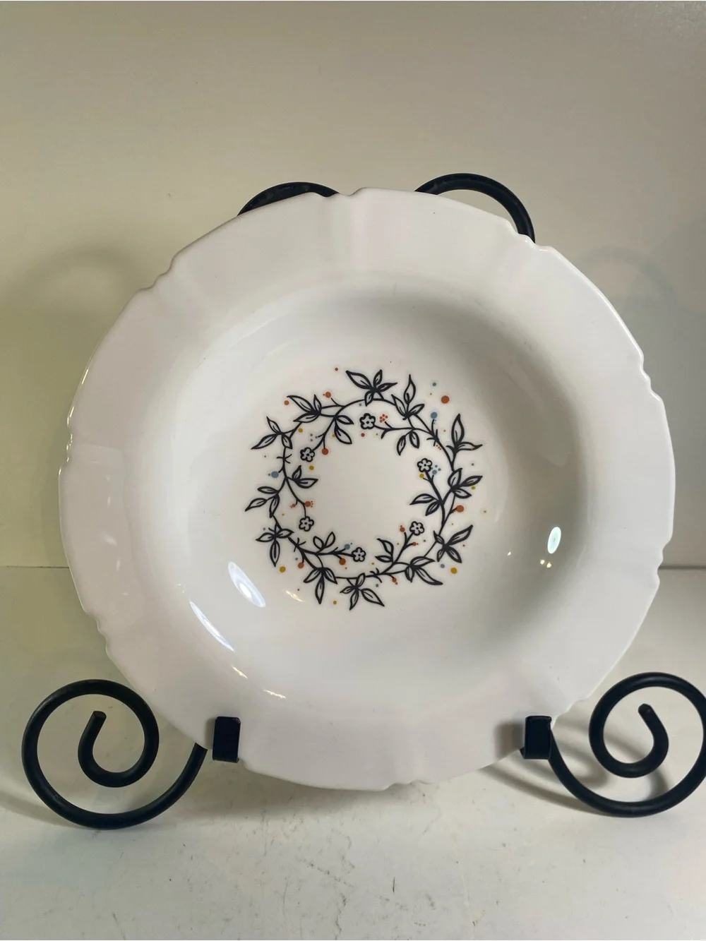 Set Of 2 IKEA Sanning White With Florals 9.5” Pasta Bowl Durable Tempered Glass